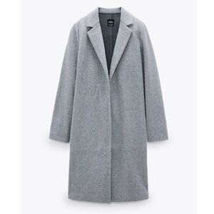 Zara- Women Lapel Collar Coat (Grey Marl)